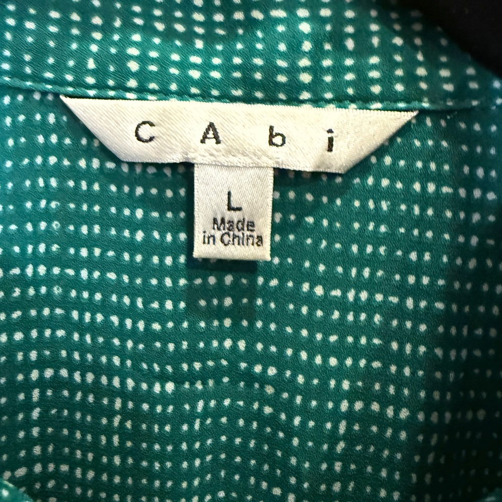 Cabi Women’s Green and White Print Midi Shirt Dress sz L - Picture 7 of 11